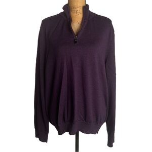 Jos. A. Bank Traveler 100% Merino Wool 1/4 Zip Sweater XXL Purple
